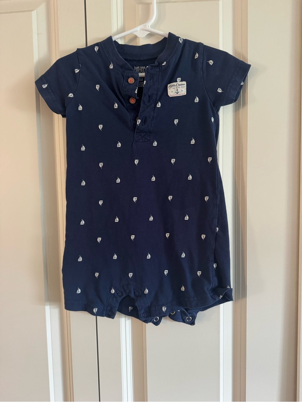 Navy Sailboat Short Sleeve Baby Romper by Carter's